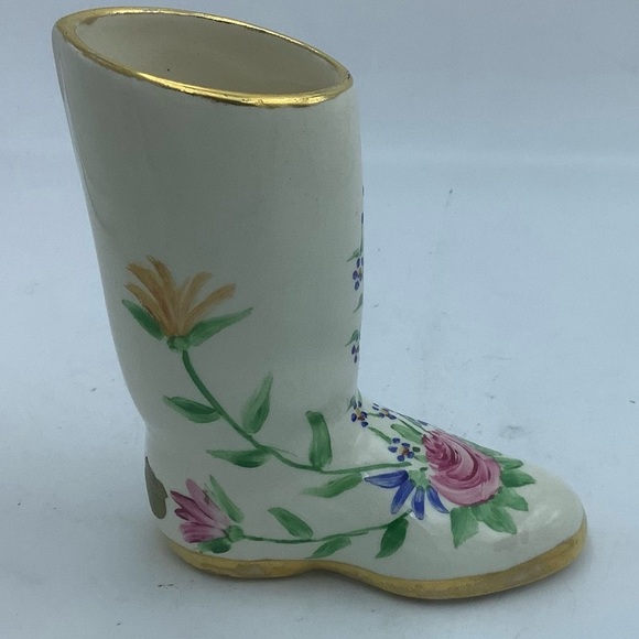 Vintage Knox Hand Painted Floral Boot Vase - Picture 3 of 9
